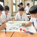 興味ある記事で壁新聞づくり　啓明学院高で情報活用講座
